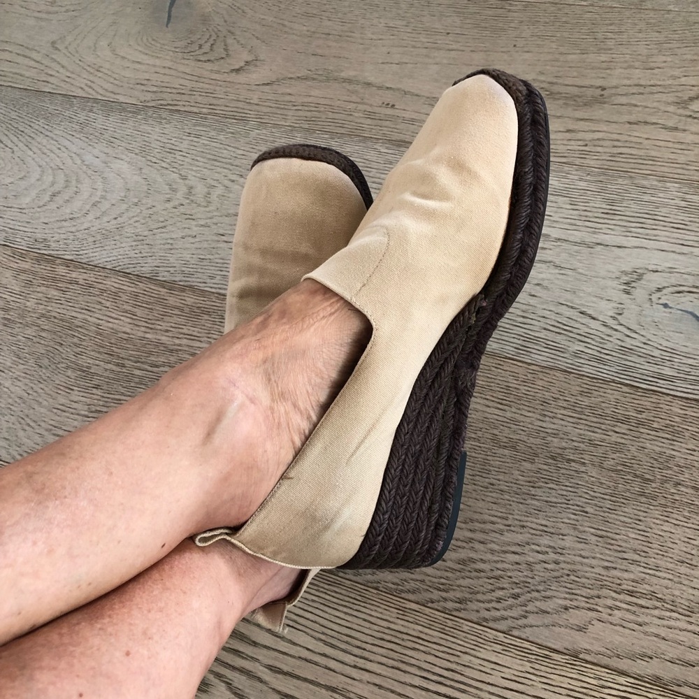 Vintage Yves Saint Laurent Canvas Espadrille Wedge Slip-On Shoes EU 40 US 9